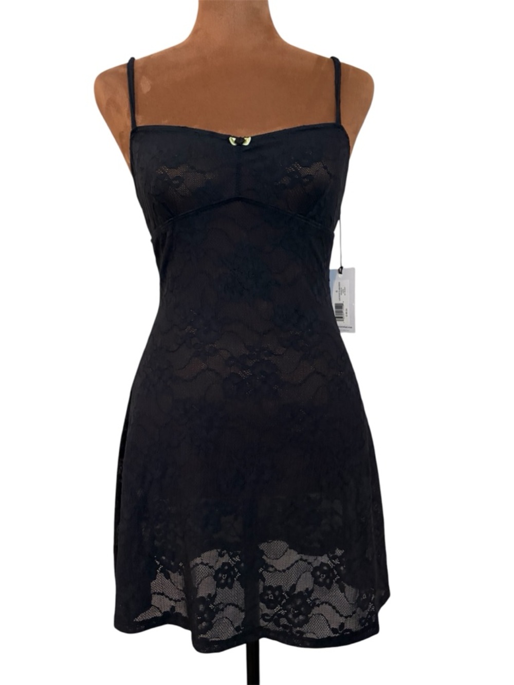 WeWoreWhat NWT Black Lace Rosette Mini Dress Coquette Going Out Dress - S
